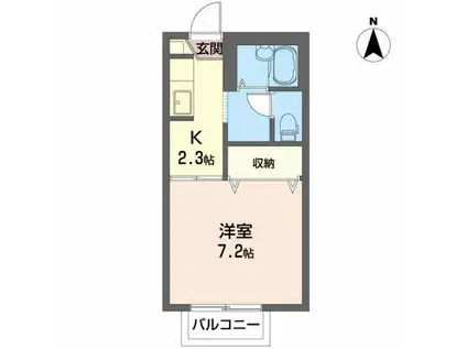 シャーメゾン矢巾 C(1K/2階)の間取り写真