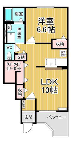 アスカA(1LDK/1階)の間取り写真