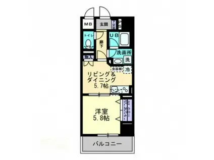 エルドラード常磐町(1DK/10階)の間取り写真