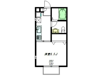 CASA-M(1K/1階)の間取り写真