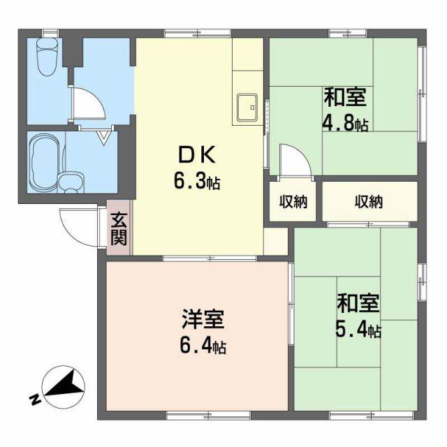 西原アパート(3DK/1階)の間取り写真