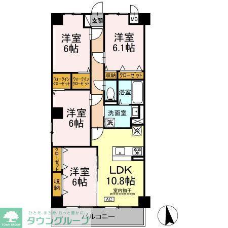 グランヴェールにしすな(4LDK/3階)の間取り写真