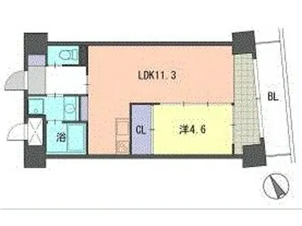 レジデンス住吉(1LDK/8階)の間取り写真