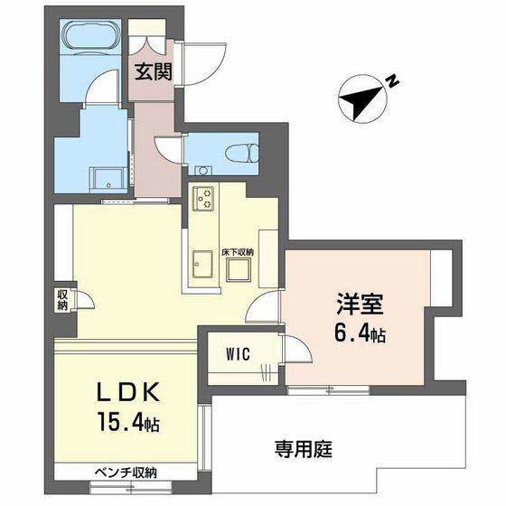 ALLUME(1LDK/1階)の間取り写真