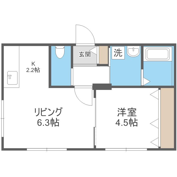 ENCHANT S-VILLAGE16N(1DK/2階)の間取り写真