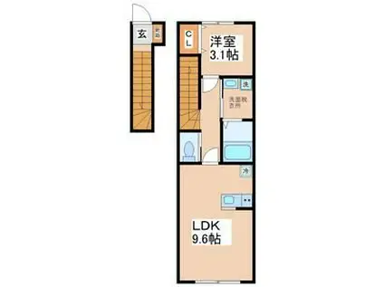 クラス東照宮(1LDK/2階)の間取り写真