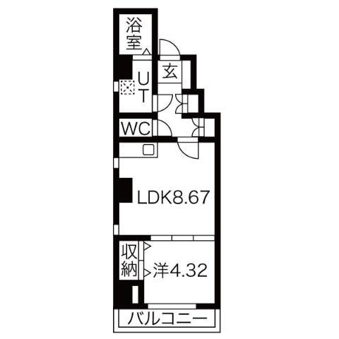 エイトエムジー名駅(1LDK/4階)の間取り写真