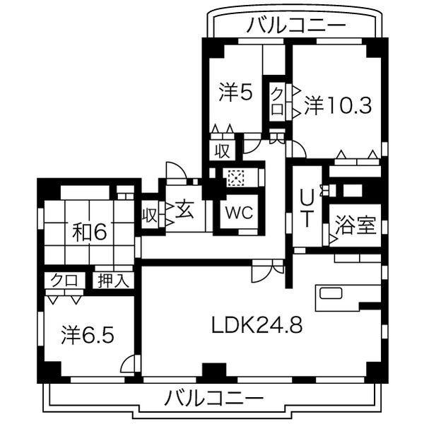 万宝マンション(4LDK/8階)の間取り写真