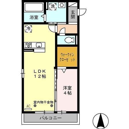 アドバンスS(1LDK/2階)の間取り写真