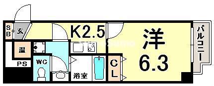 アドバンス三宮IIライズ(1K/3階)の間取り写真