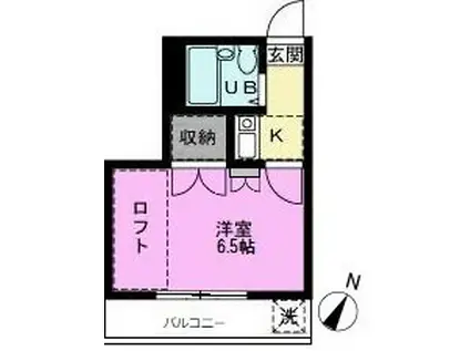 シャトル旭1(1K/2階)の間取り写真