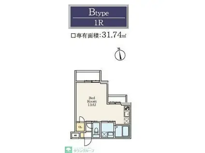 S-RESIDENCE駒場東大前(ワンルーム/2階)の間取り写真