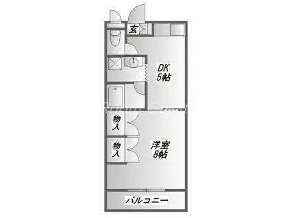 シャルマンハイツ内浜パートI(1DK/4階)の間取り写真