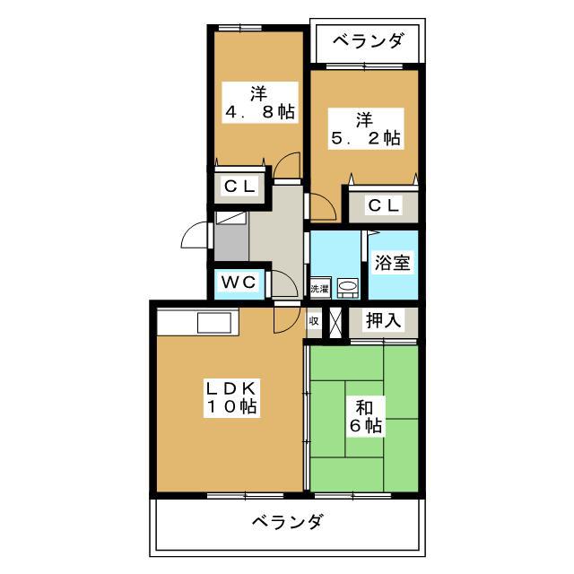 ロイヤルグレイス(3LDK/3階)の間取り写真