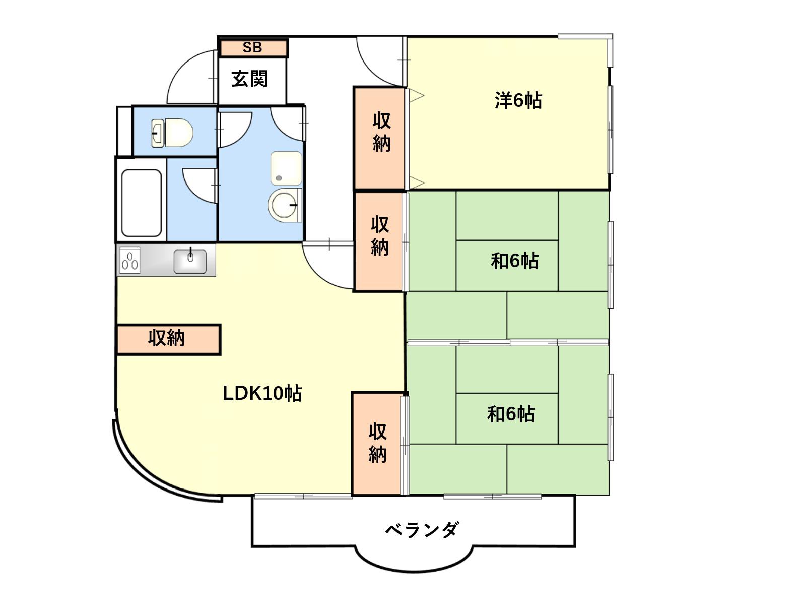 マンションモトマチ(3LDK/2階)の間取り写真