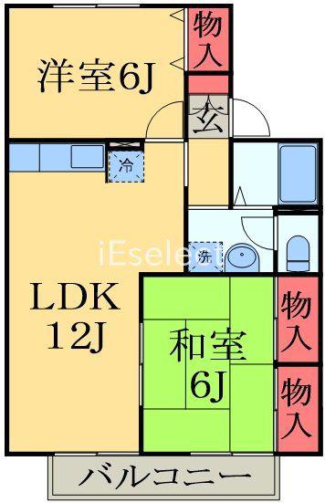 アルカディアⅢ(2LDK/2階)の間取り写真