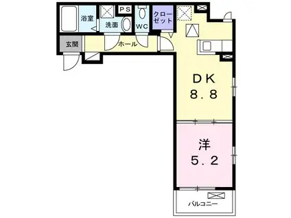ヴィラ柏木I(1LDK/1階)の間取り写真