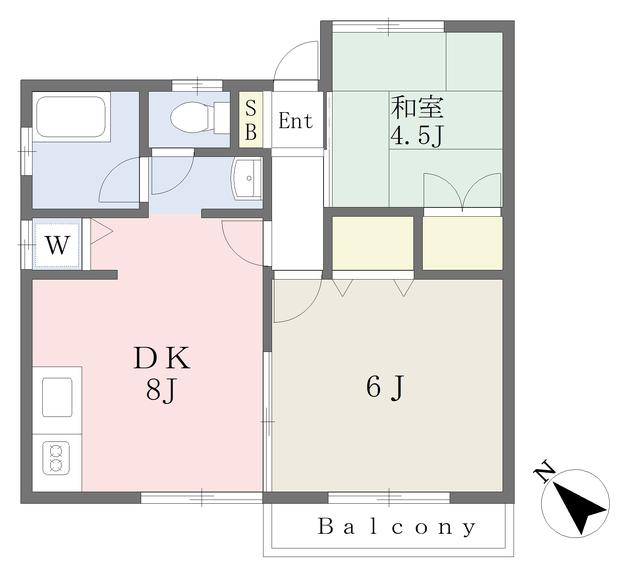グラシアスS(2DK/2階)の間取り写真