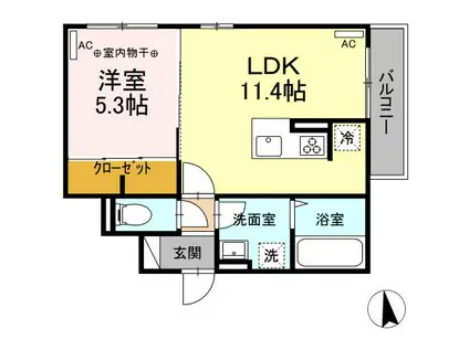D-ROOM荒井(1LDK/2階)の間取り写真
