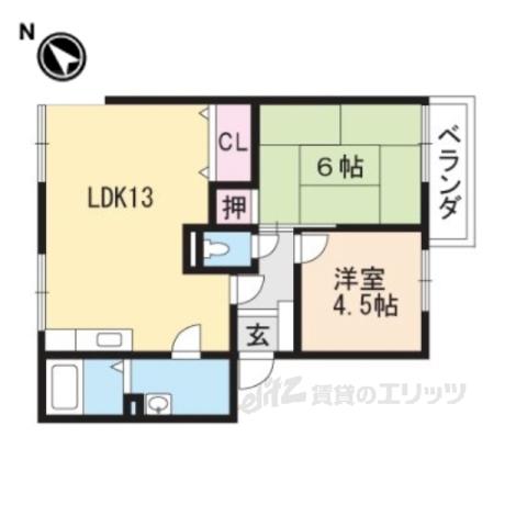 ベルヴェデールIMAI1(2LDK/1階)の間取り写真