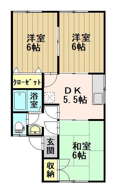 グリーンコーポフェリシア(3DK/2階)の間取り写真