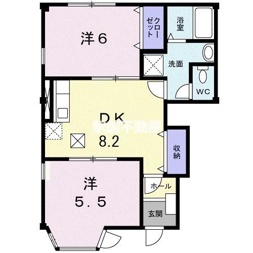 プレミール(2DK/1階)の間取り写真