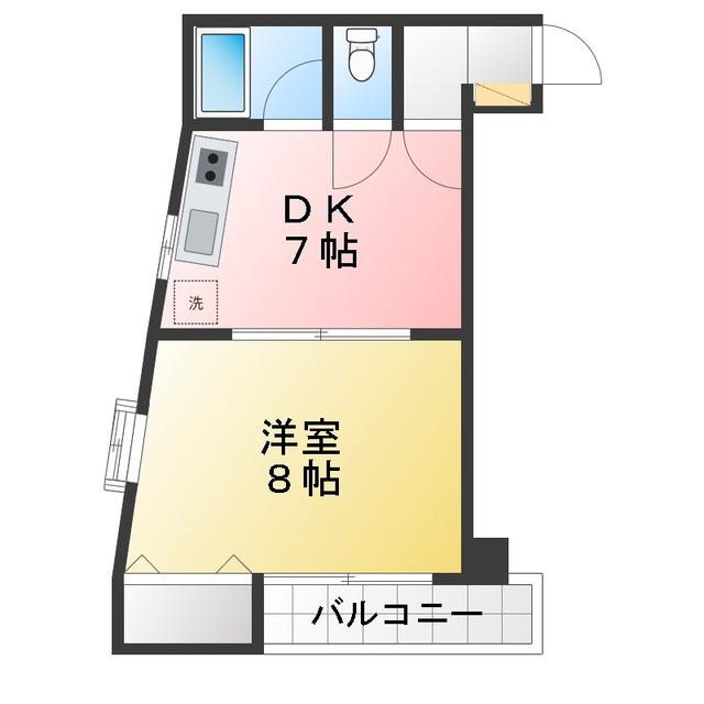 リバーストーン(1DK/2階)の間取り写真