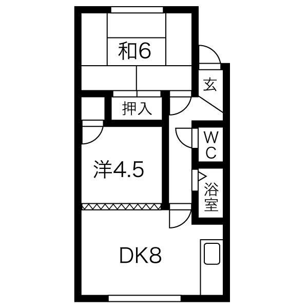 バウハウス8(2DK/3階)の間取り写真