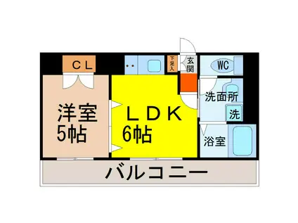 フラット大須(1DK/2階)の間取り写真