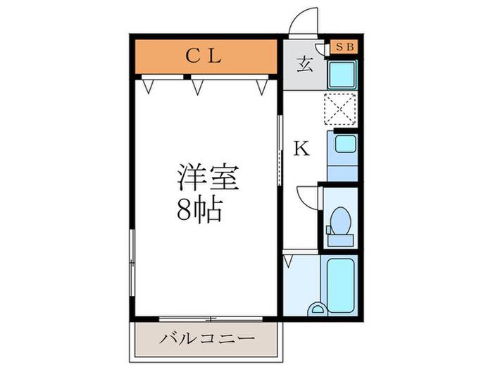 イデアーレ嵯峨(1K/2階)の間取り写真