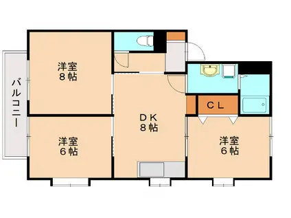 プラムハイツ(3DK/2階)の間取り写真