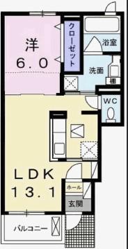 アイリスIII(1LDK/1階)の間取り写真