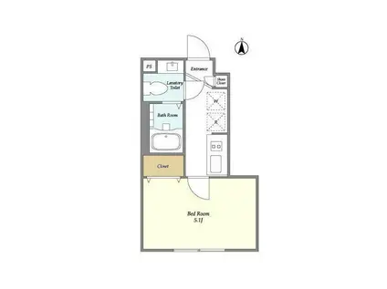 ミハス上高井戸(1K/1階)の間取り写真