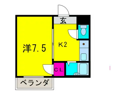 グリーンヒルズSTN(1K/1階)の間取り写真