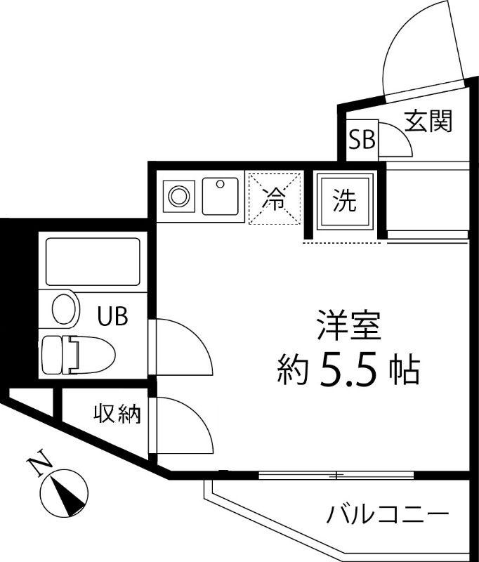 TS GARDEN EBISU(ワンルーム/2階)の間取り写真