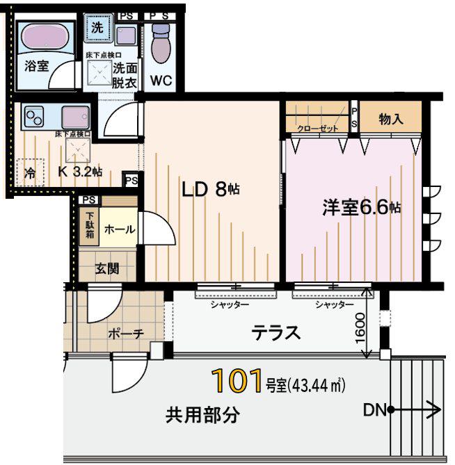  ファロス ハル(1LDK/1階)の間取り写真