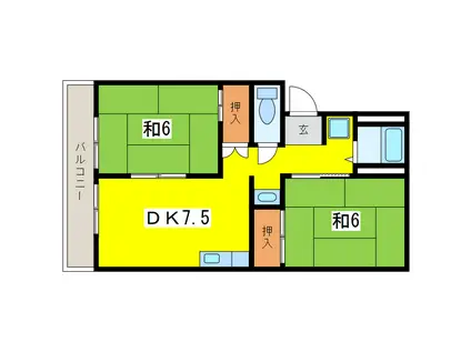グランエスポワール(2DK/2階)の間取り写真