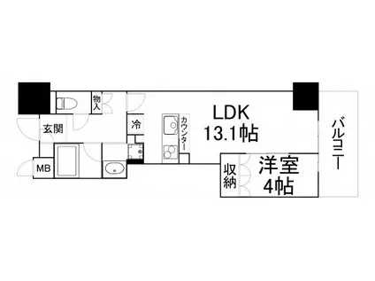 ブランズ大阪松屋町(1LDK/3階)の間取り写真