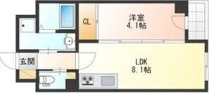 PURA VIDA 幅下(1LDK/7階)の間取り写真