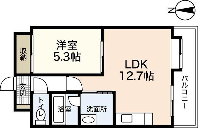 ニューワン河井ビル(1LDK/6階)の間取り写真