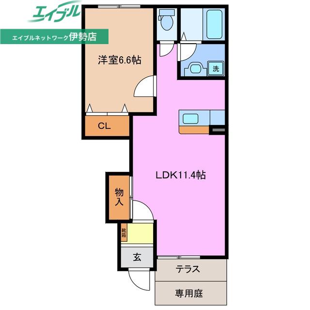 ヴェールメゾン(1LDK/1階)の間取り写真