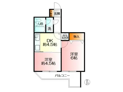 カームヒルズ(2DK/3階)の間取り写真