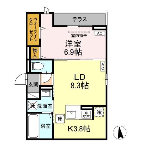 CLASSEUM仙台小田原 IV(1LDK/1階)の間取り写真
