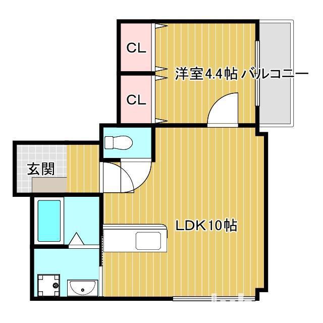 杉本ビル(1LDK/2階)の間取り写真