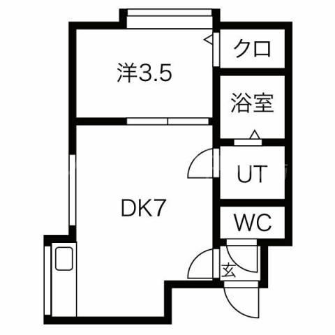 フラットJ美園南(1DK/2階)の間取り写真