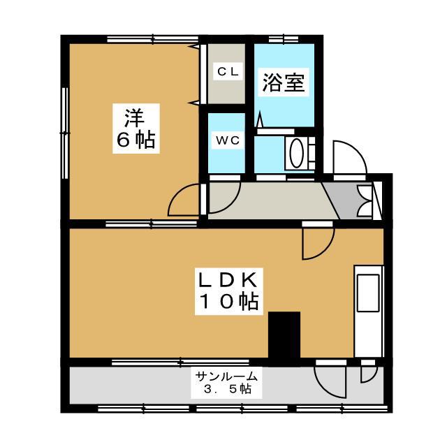 城北ハイツ(1LDK/2階)の間取り写真