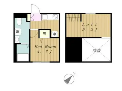 メゾンドボア矢部(1K/2階)の間取り写真