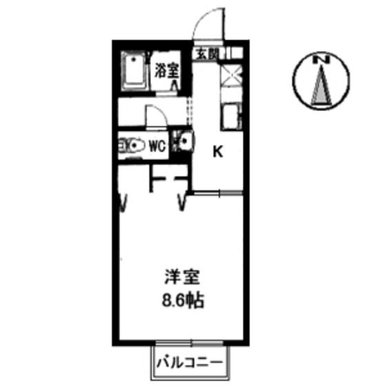 杉乃子ハイム(1K/2階)の間取り写真