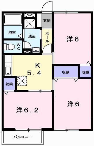 ソレイユ 西本パート1A(3DK/1階)の間取り写真