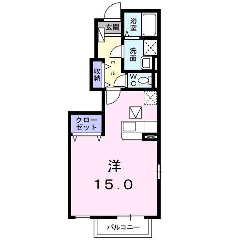 ロブストバローネ A(ワンルーム/1階)の間取り写真